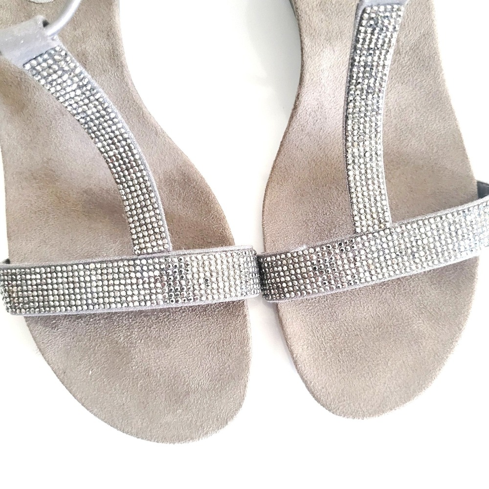 Style & Co Mulan Embellished Wedge Sandals 9M Silver Grey Rhinestone T-strap Y2K - Picture 12 of 17